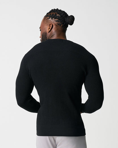 Heavy Knit Crewneck - Black | State & Liberty Tops