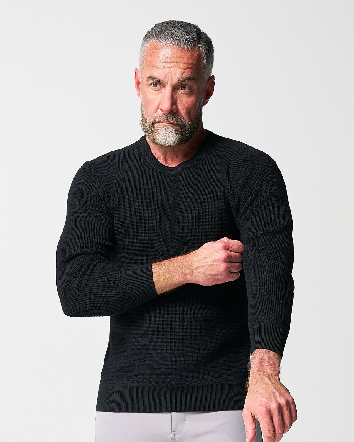 Heavy Knit Crewneck - Black | State & Liberty Tops