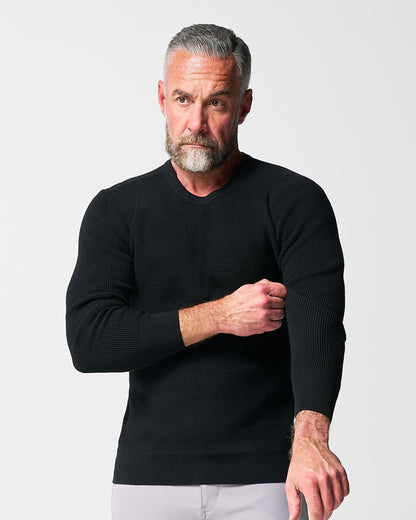 Heavy Knit Crewneck - Black | State & Liberty Tops