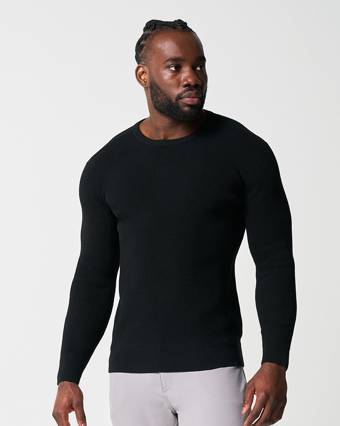 Heavy Knit Crewneck - Black | State & Liberty Tops