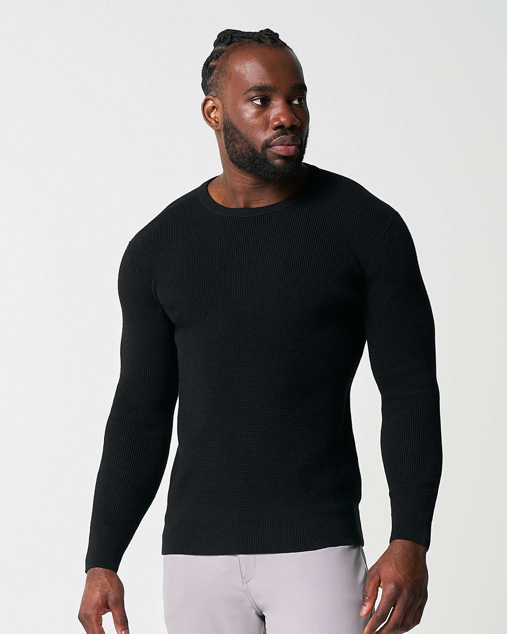 Heavy Knit Crewneck - Black | State & Liberty Tops