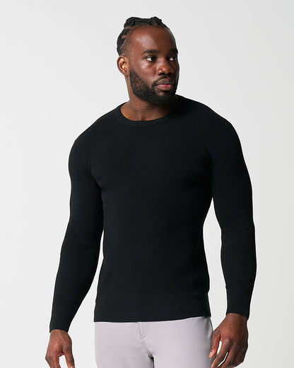 Heavy Knit Crewneck - Black | State & Liberty Tops