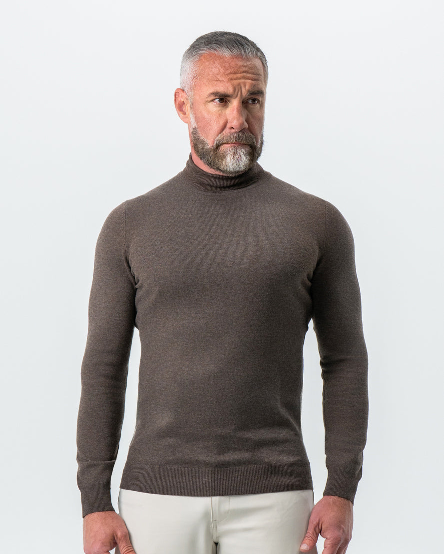 Mid-Weight Wool Turtleneck - Brown | State & Liberty Tops