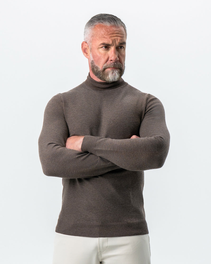 Mid-Weight Wool Turtleneck - Brown | State & Liberty Tops