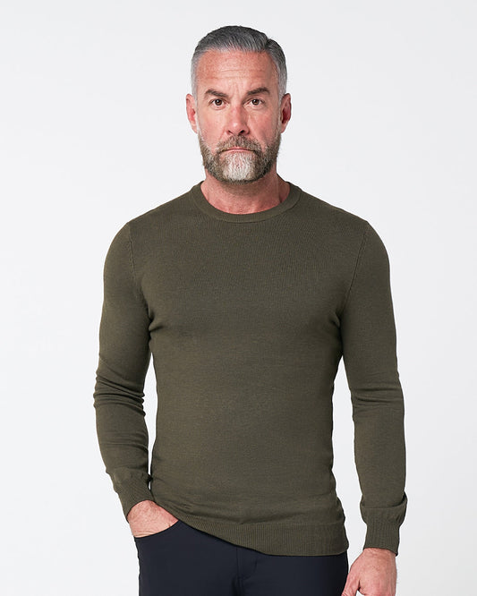 Mid-Weight Wool Crewneck - Olive | State & Liberty Tops