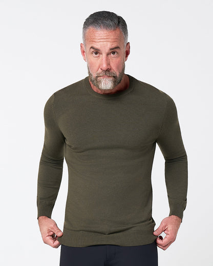 Mid-Weight Wool Crewneck - Olive | State & Liberty Tops