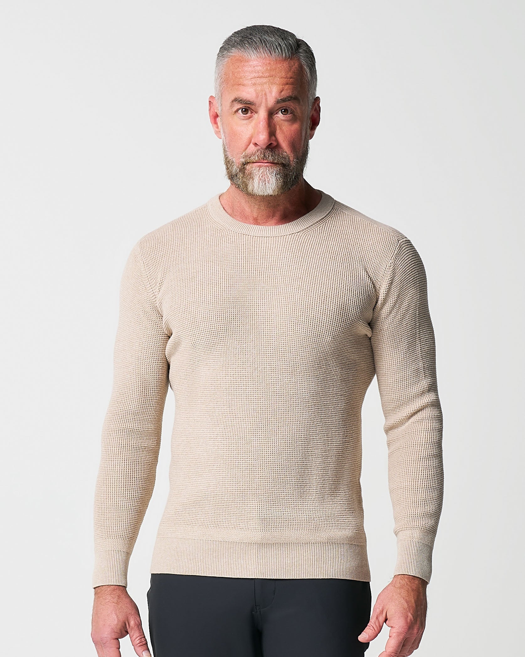 Heavy Knit Crewneck - Tan | State & Liberty Tops