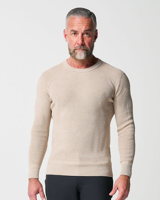 Heavy Knit Crewneck - Tan | State & Liberty Tops