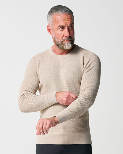 Heavy Knit Crewneck - Tan | State & Liberty Tops