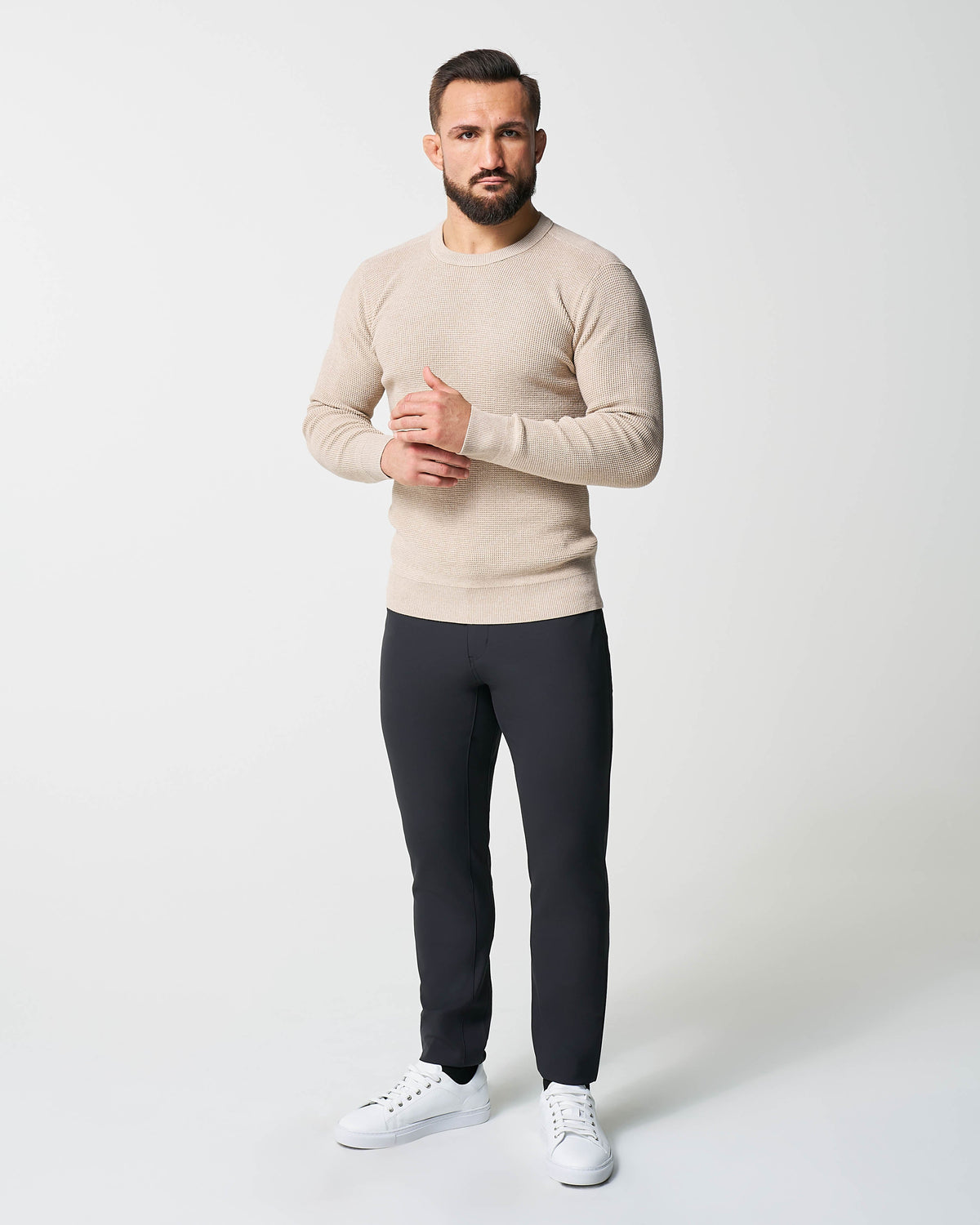 Heavy Knit Crewneck - Tan | State & Liberty Tops