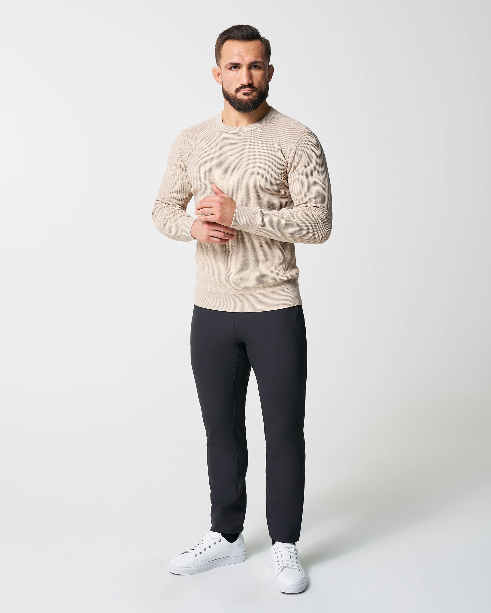 Heavy Knit Crewneck - Tan | State & Liberty Tops