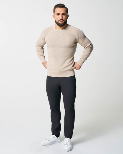Heavy Knit Crewneck - Tan | State & Liberty Tops