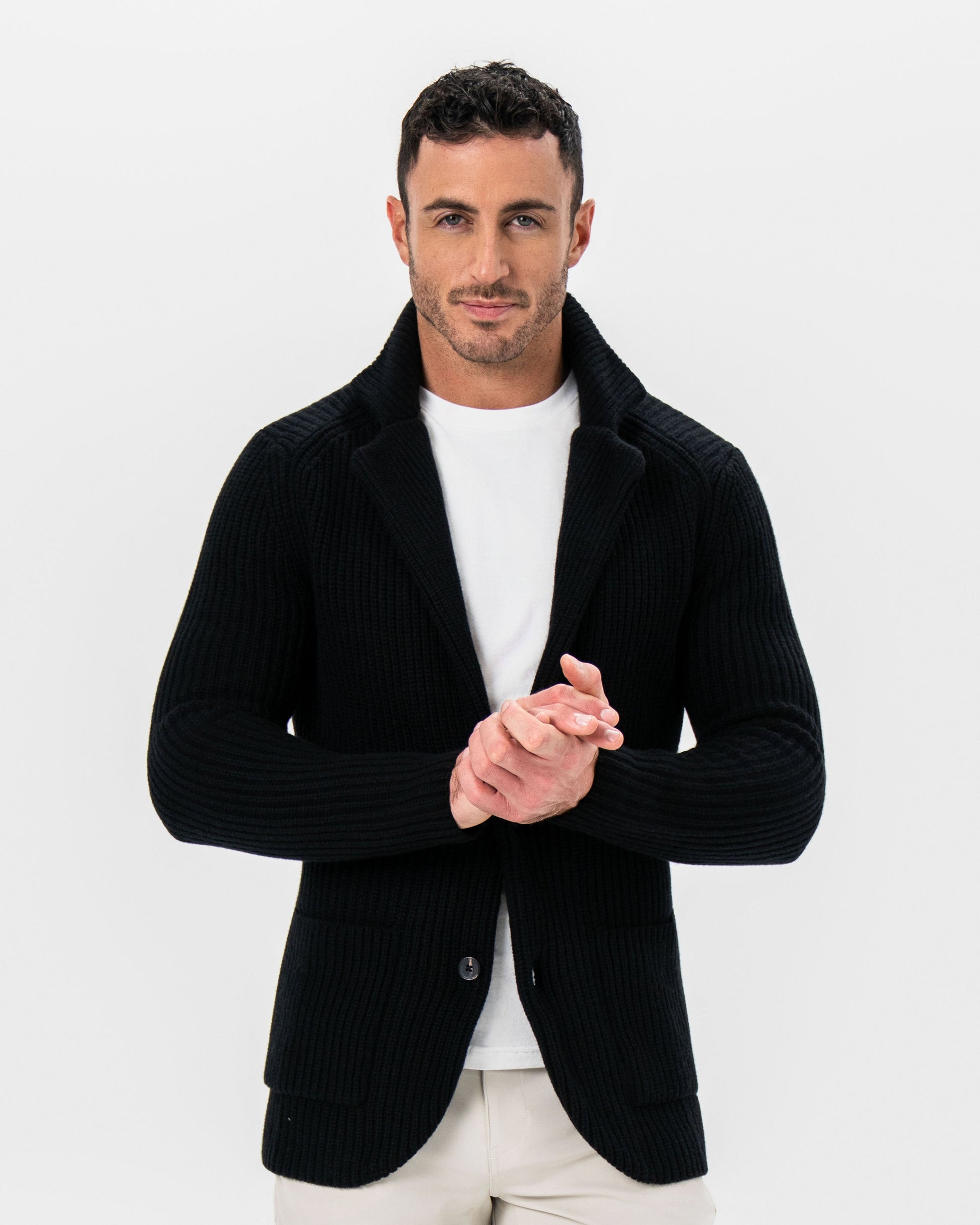 Sweater Blazer - Black | State & Liberty Tops