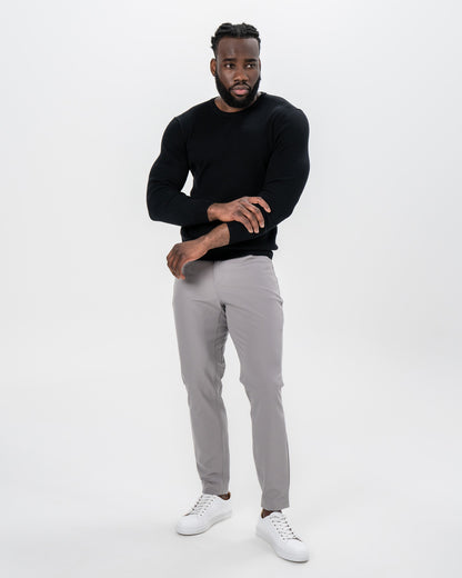 Mid-Weight Ribbed Knit Crewneck Sweater - Black | State & Liberty Tops