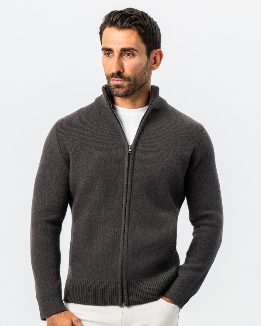 Knit Sweater Bomber - Brown | State & Liberty Tops
