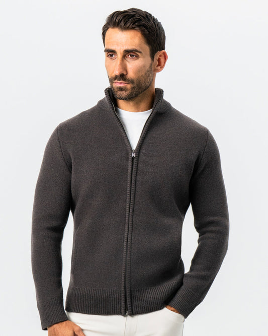 Knit Sweater Bomber - Brown | State & Liberty Tops