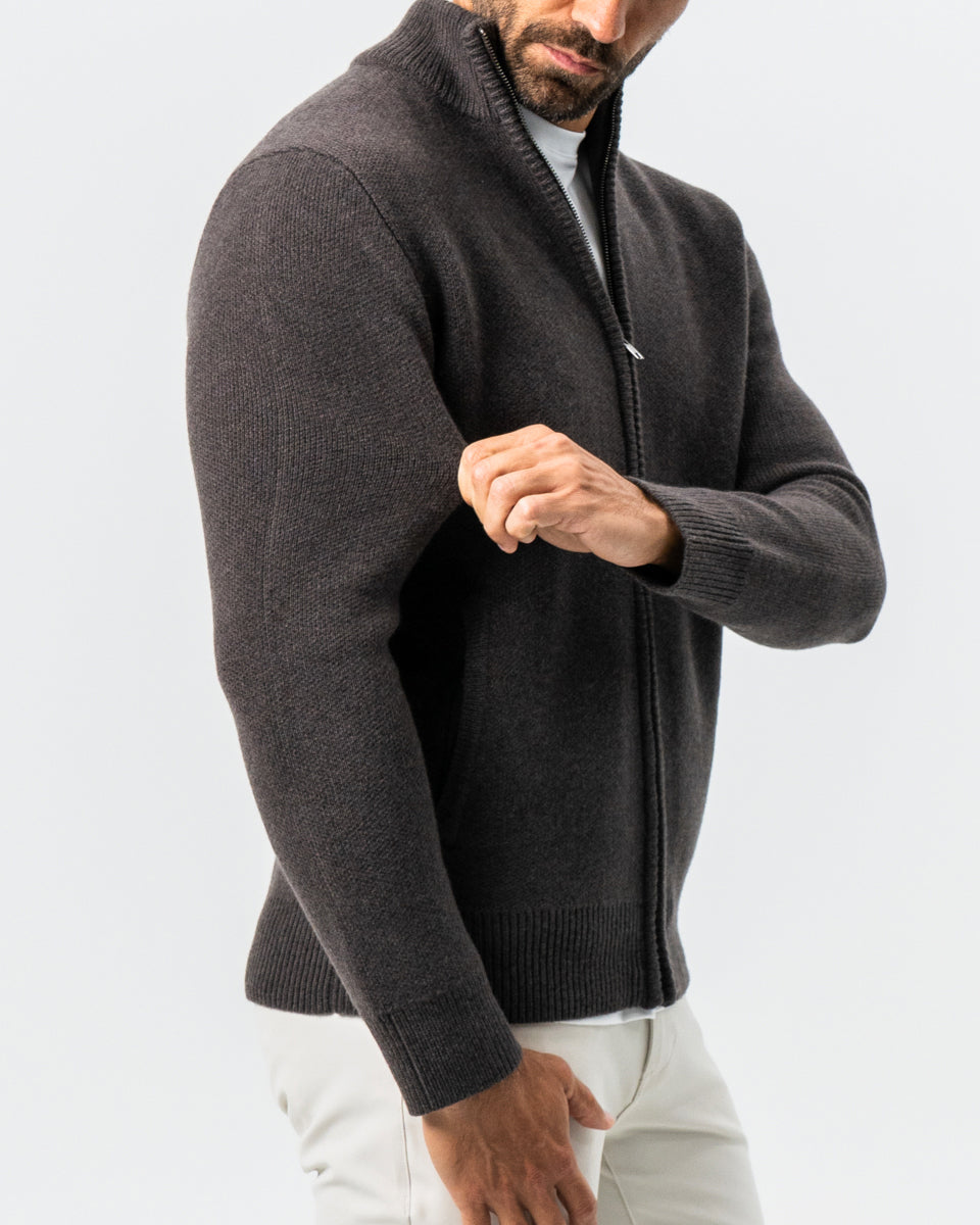 Knit Sweater Bomber - Brown | State & Liberty Tops