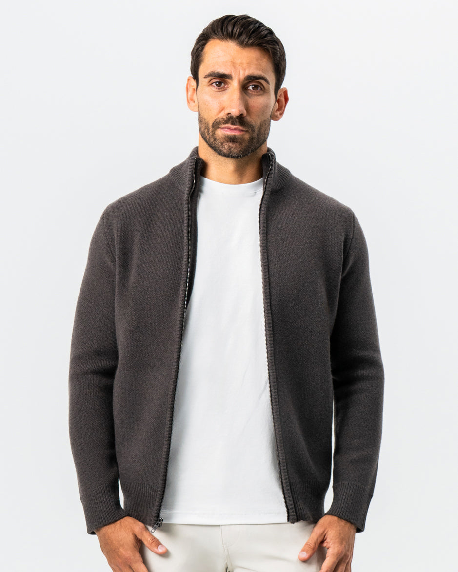 Knit Sweater Bomber - Brown | State & Liberty Tops