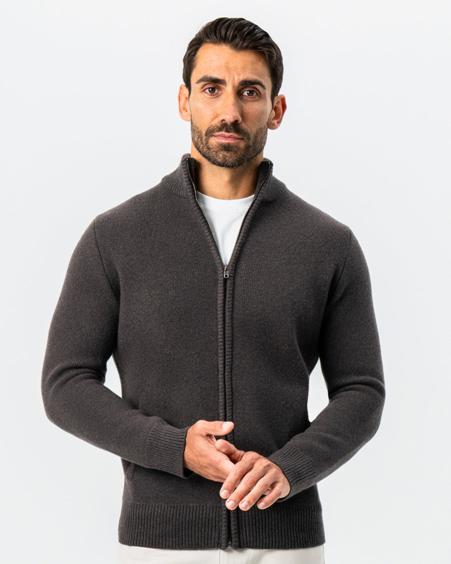 Knit Sweater Bomber - Brown | State & Liberty Tops