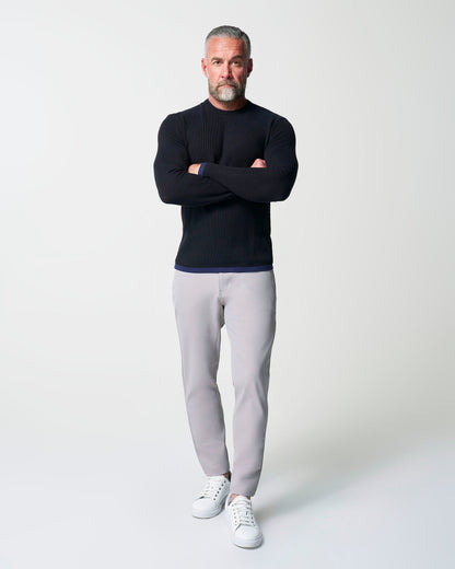 Lightweight Ribbed Knit Crewneck Sweater - Navy & Black | State & Liberty Tops