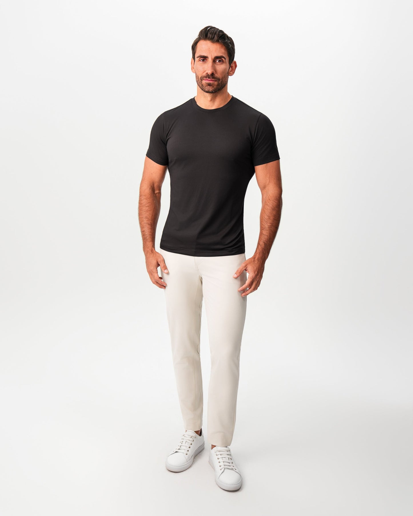 Brushed Mid-Weight Short Sleeve Crewneck - Black | State & Liberty Tops