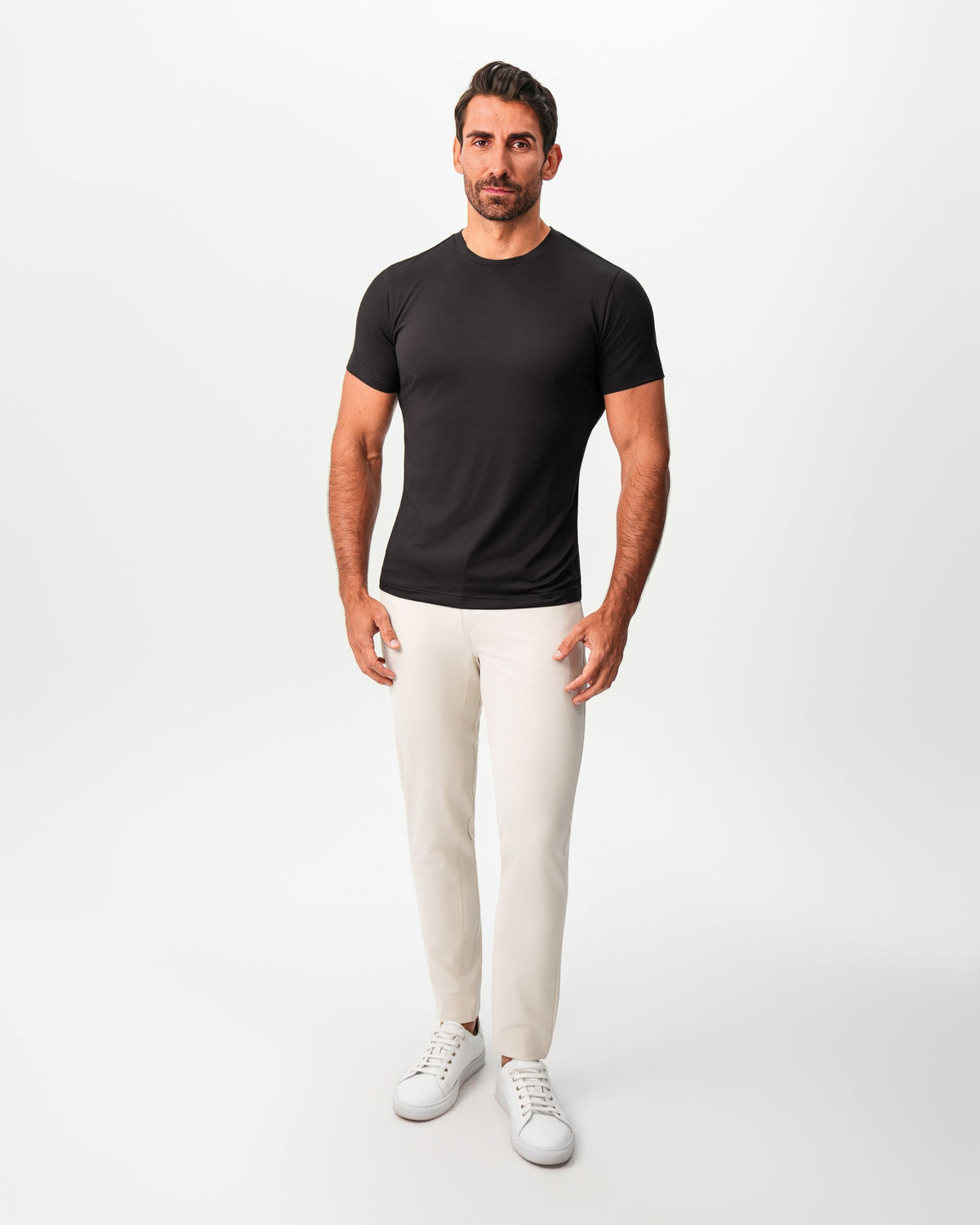 Brushed Mid-Weight Short Sleeve Crewneck - Black | State & Liberty Tops