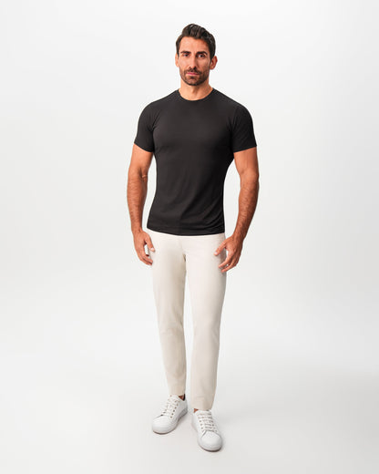 Brushed Mid-Weight Short Sleeve Crewneck - Black | State & Liberty Tops