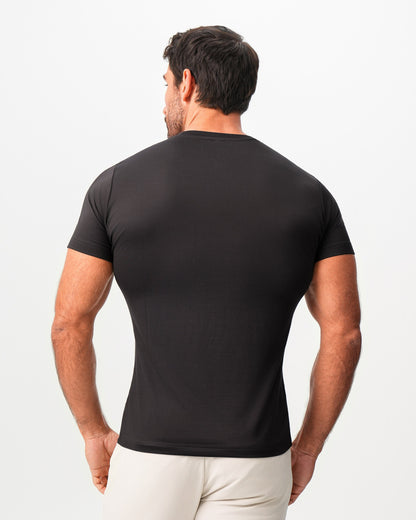 Brushed Mid-Weight Short Sleeve Crewneck - Black | State & Liberty Tops