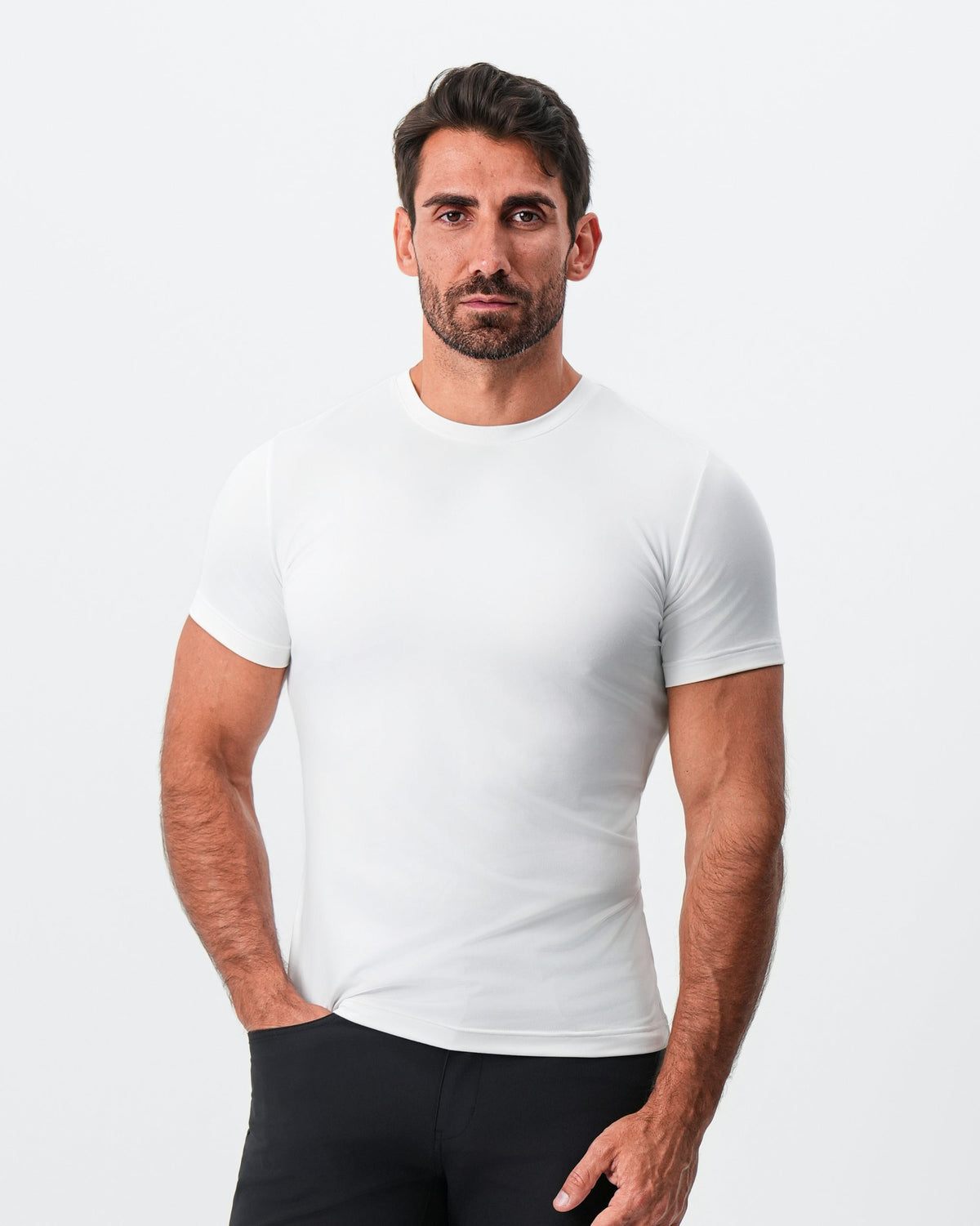 Brushed Mid-Weight Short Sleeve Crewneck - White | State & Liberty Tops