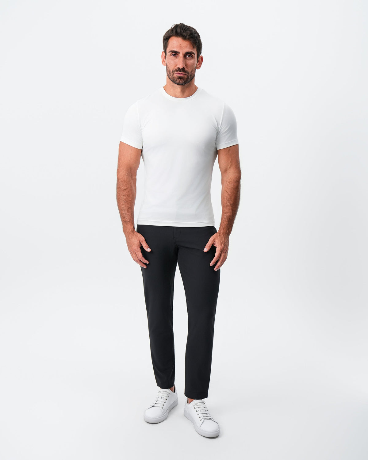 Brushed Mid-Weight Short Sleeve Crewneck - White | State & Liberty Tops