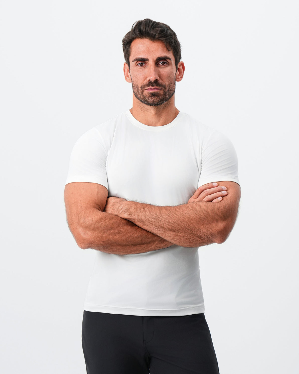 Brushed Mid-Weight Short Sleeve Crewneck - White | State & Liberty Tops
