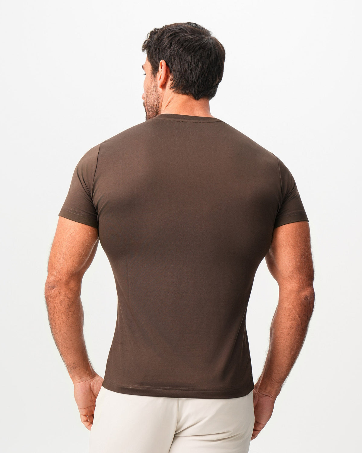 Brushed Mid-Weight Short Sleeve Crewneck - Dark Brown | State & Liberty Tops