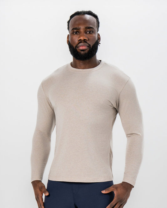 "The Landon" Heathered Cream Long Sleeve Crewneck | State & Liberty Tops