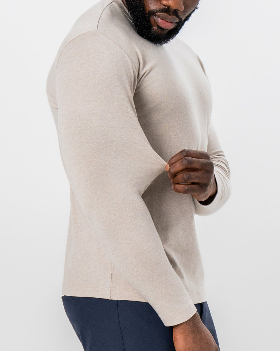 "The Landon" Heathered Cream Long Sleeve Crewneck | State & Liberty Tops