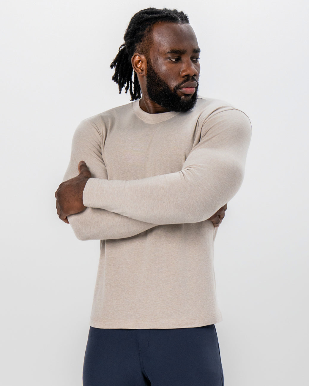 "The Landon" Heathered Cream Long Sleeve Crewneck | State & Liberty Tops