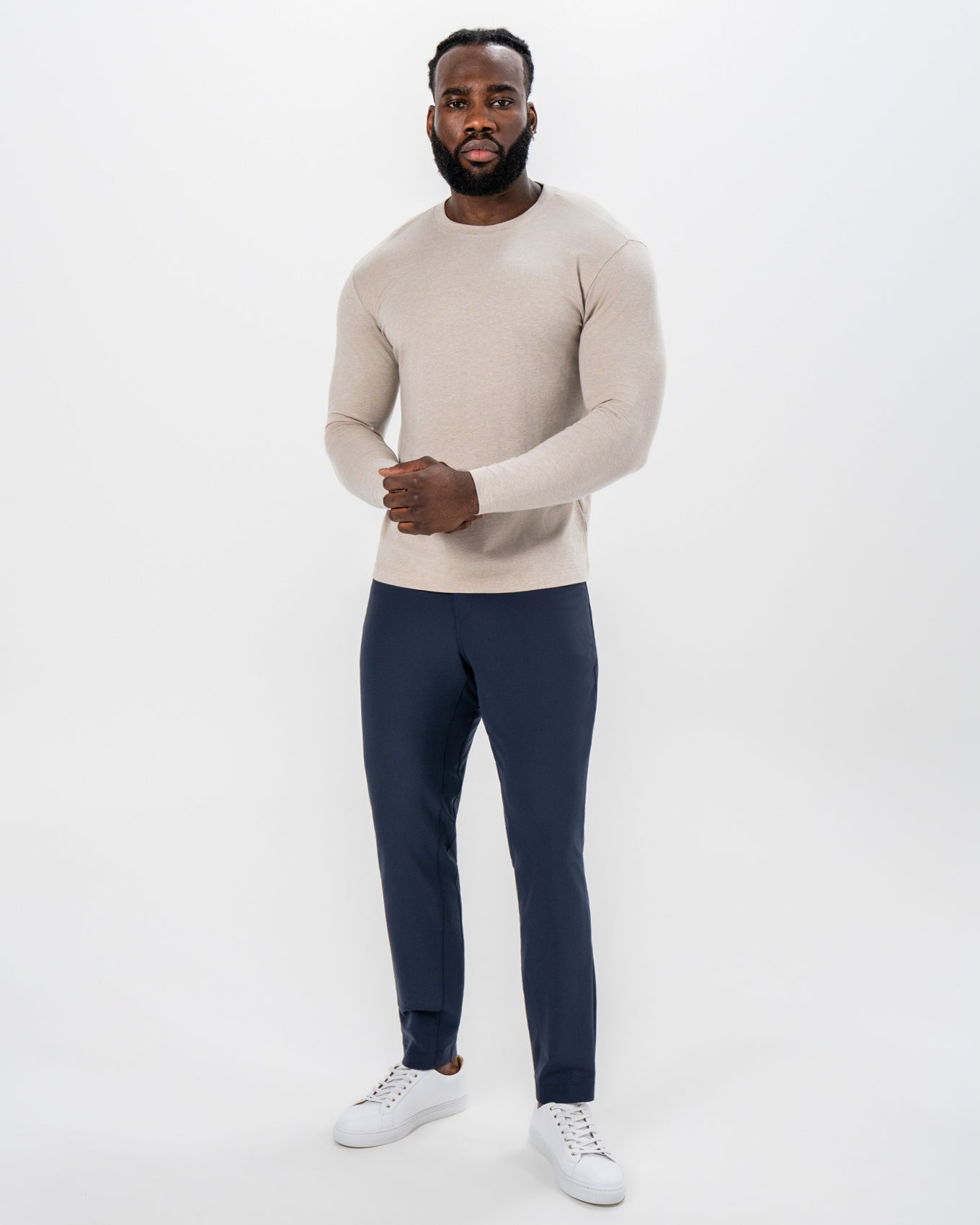 "The Landon" Heathered Cream Long Sleeve Crewneck | State & Liberty Tops