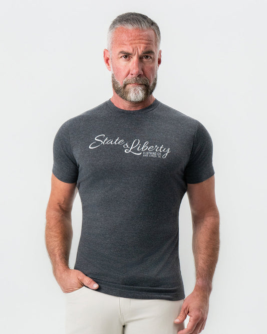 Logo T-Shirt - Charcoal | State & Liberty Tops