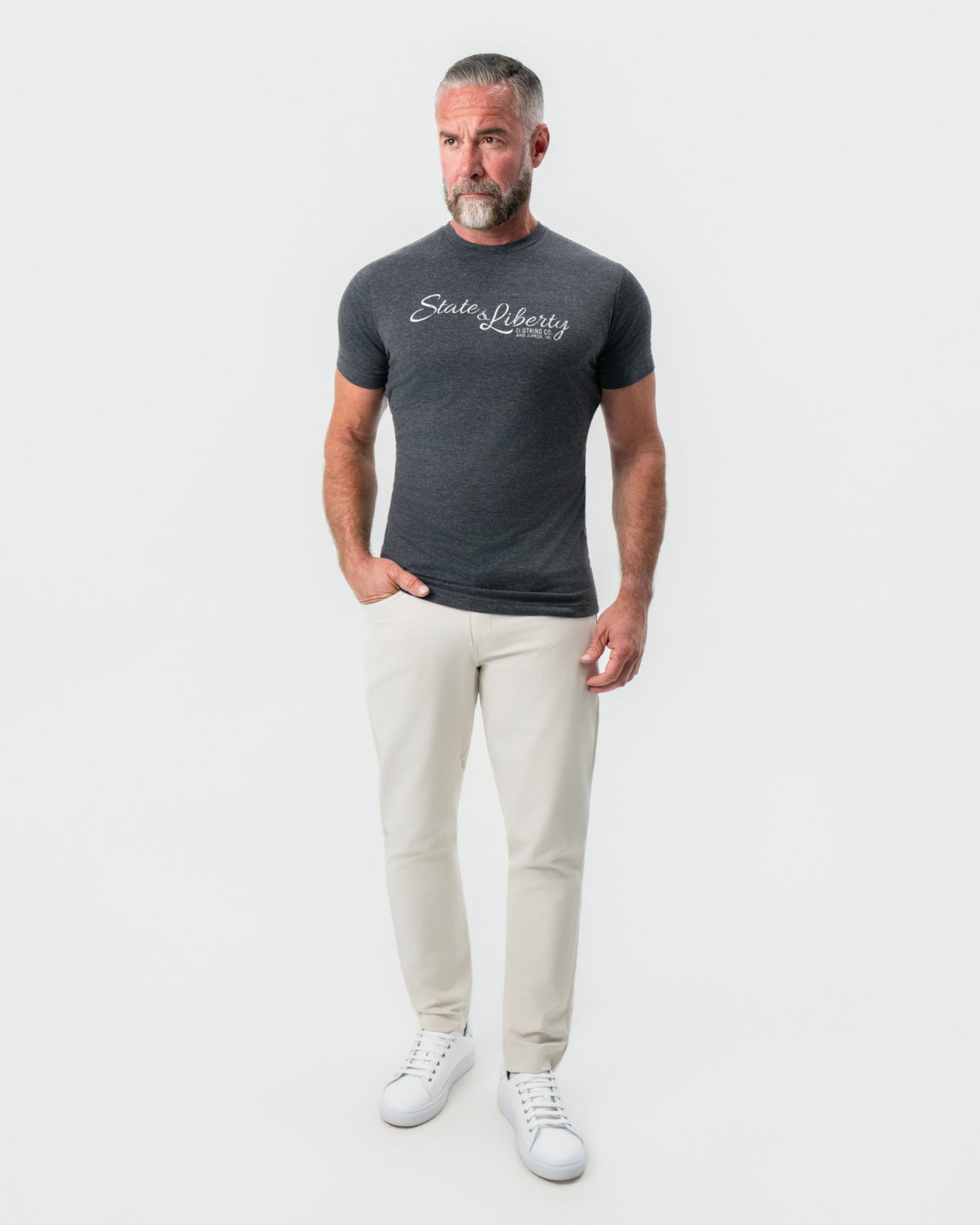 Logo T-Shirt - Charcoal | State & Liberty Tops