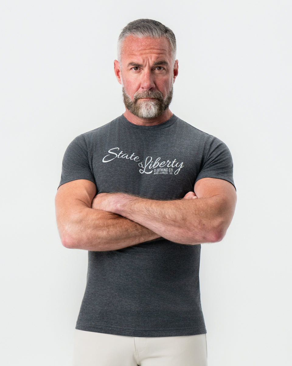 Logo T-Shirt - Charcoal | State & Liberty Tops