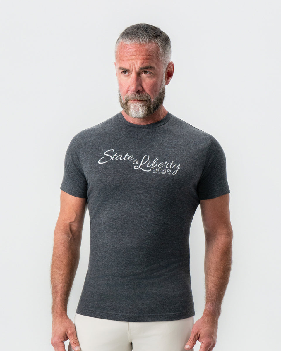 Logo T-Shirt - Charcoal | State & Liberty Tops