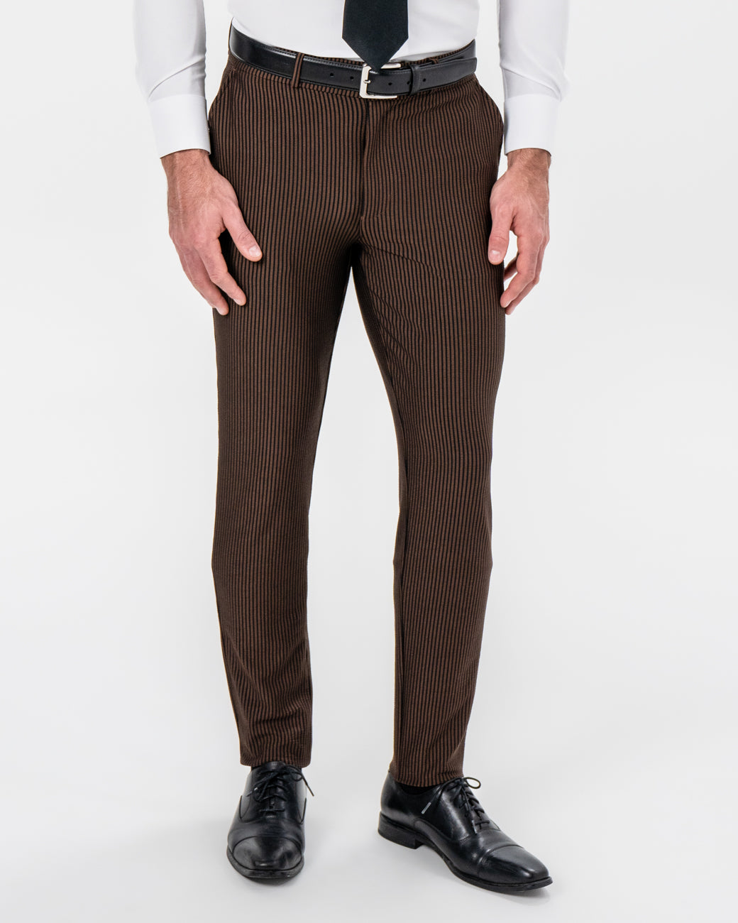 Athletic Fit Stretch Pants - Brown & Black Seersucker | State & Liberty Bottoms