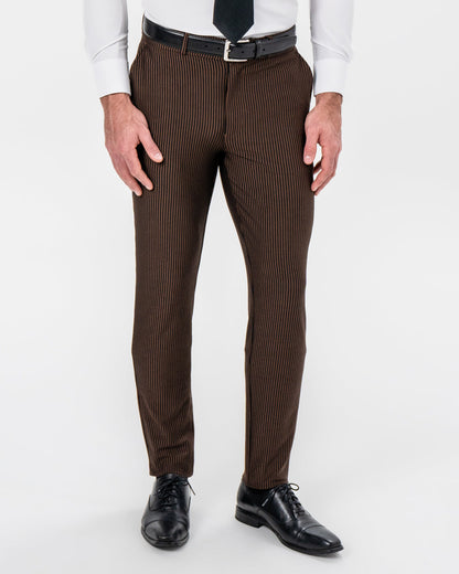 Athletic Fit Stretch Pants - Brown & Black Seersucker | State & Liberty Bottoms