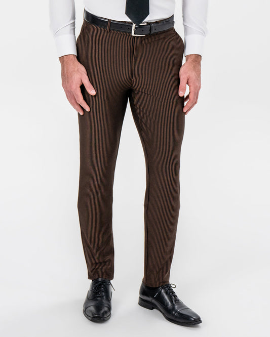 Athletic Fit Stretch Pants - Brown & Black Seersucker | State & Liberty Bottoms