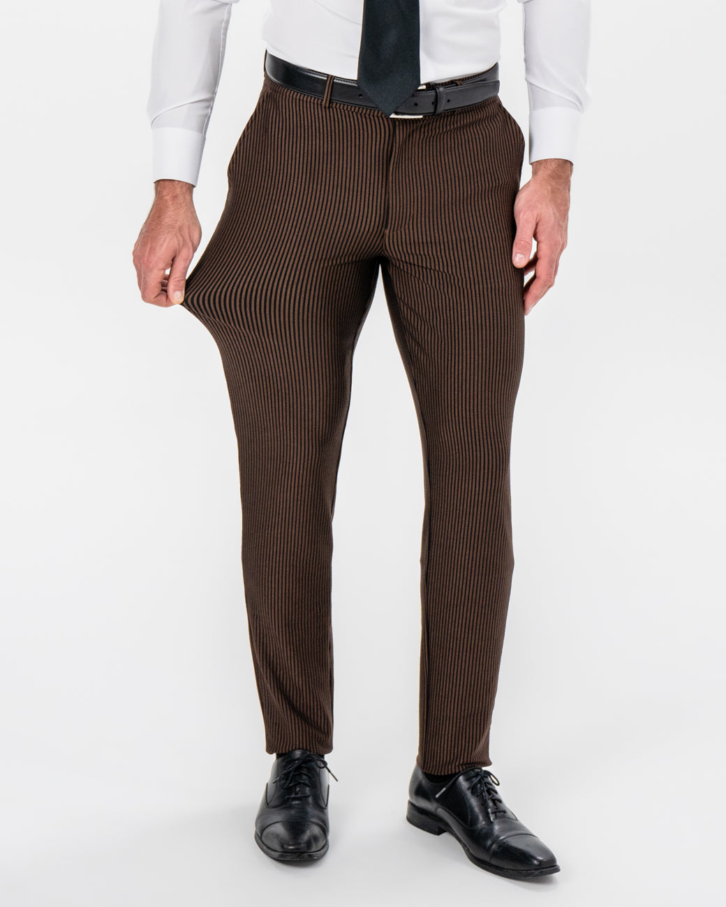 Athletic Fit Stretch Pants - Brown & Black Seersucker | State & Liberty Bottoms