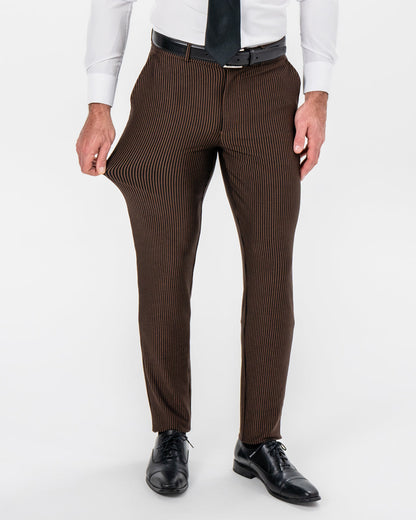 Athletic Fit Stretch Pants - Brown & Black Seersucker | State & Liberty Bottoms
