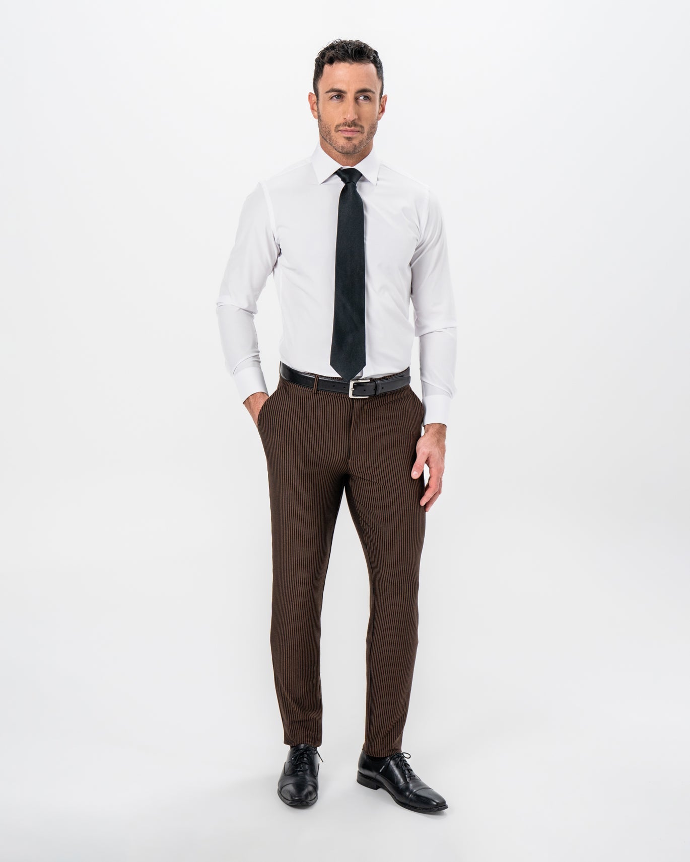 Athletic Fit Stretch Pants - Brown & Black Seersucker | State & Liberty Bottoms
