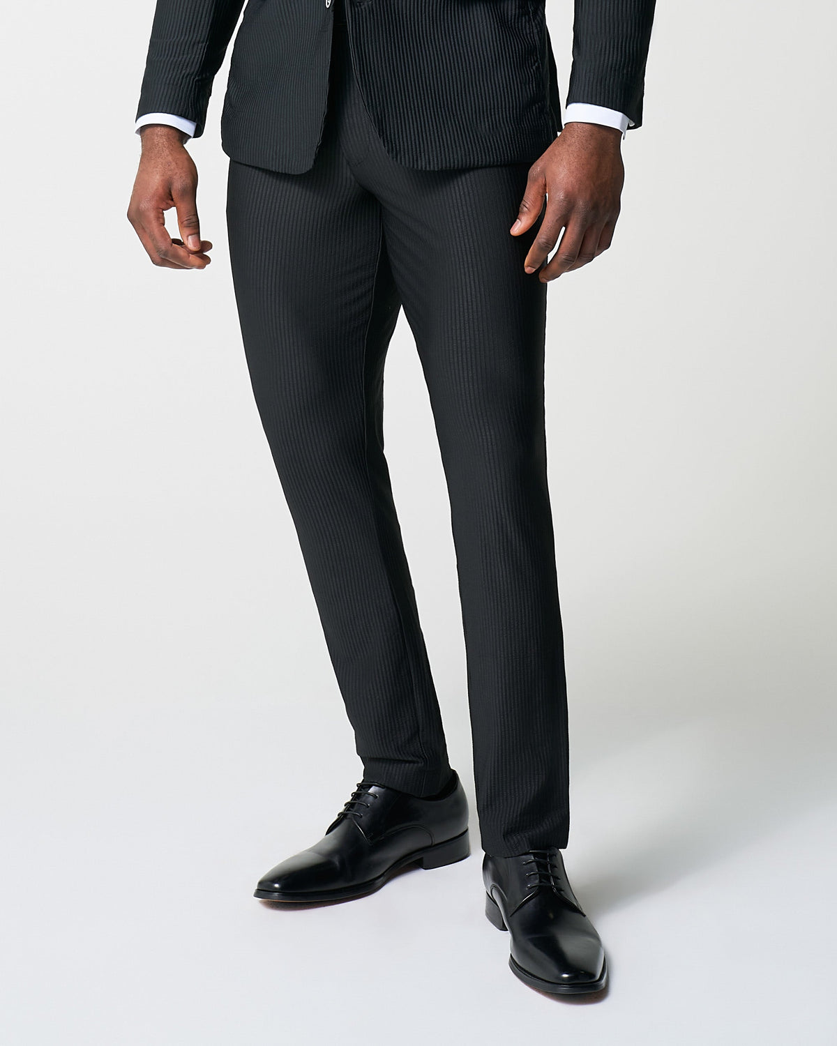 Athletic Fit Stretch Pants - Black Seersucker | State & Liberty Bottoms