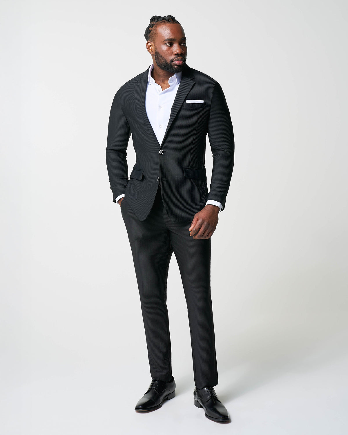 Athletic Fit Stretch Pants - Black Seersucker | State & Liberty Bottoms