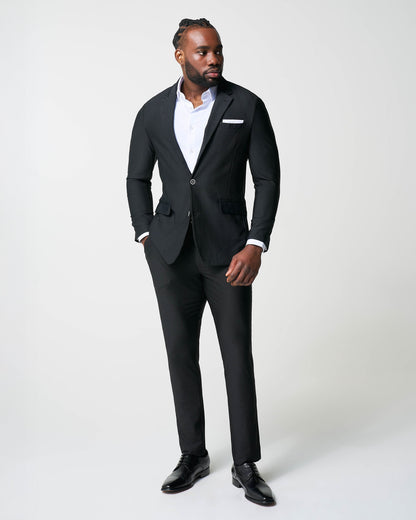 Athletic Fit Stretch Pants - Black Seersucker | State & Liberty Bottoms