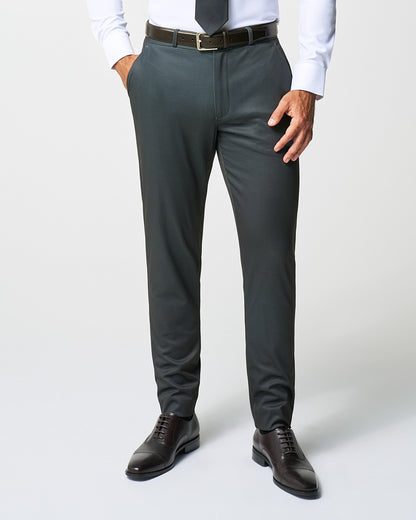 Athletic Fit Stretch Suit Pants - Charcoal Microcheck | State & Liberty Bottoms|Suits